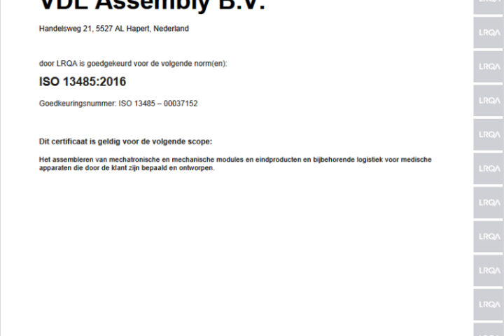 ISO: 13485:2016 Certificaat